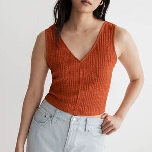 Madewell V-Neck Sleeveless Crop Top in Copperwashed Orange